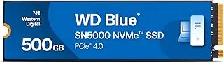 Western Digital WD Blue SN5000 NVMe 500GB, Upto 5000MB/s R, 5Y Warranty, PCIe Gen 4 NVMe M.2 (2280), Gaming Storage, Internal Solid State Drive (SSD) (WDS500G4B0E)