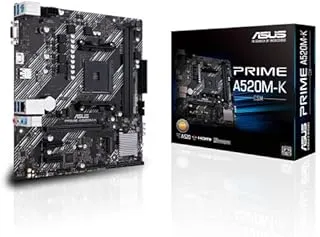 ASUS Prime A520M-K (AMD AM4 DDR4 Socket for AMD Ryzen 5000/5000 G/ 4000 G/ 3000) Micro ATX Motherboard with M.2 Support 1Gb Ethernet HDMI/D-Sub SATA 6Gbps and USB 3.2 Gen 1 Type-A