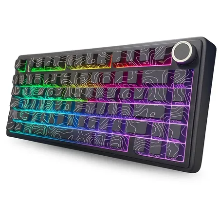 AULA F75 75% SIDE ENGRAVED TRI MODE TKL 80 KEYS WIRELESS MECHANICAL GAMING KEYBOARD WITH KNOB | 4000MAH BATTERY, SOUTH-FACING RGB BACKLIT PRE-LUBED HOT SWAPPABLE | WHITE CONTOUR - STAR VECTOR SWITCHES