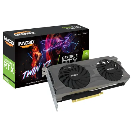 INNO3D Nvidia Geforce RTX 3050 Twin X2 8Gb Gddr6 128-Bit Pci-E 4.0 Integrated Gaming Graphics Card – N30502-08D6-1711Va41