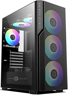 Circle Eliminator X5 Black Mid- Tower Computer Case | Gaming Cabinet - Black | Support ATX, M-ATX, ITX | Pre- Installed 3 x 140mm Front and 1 x 120mm Rear ARGB Fans