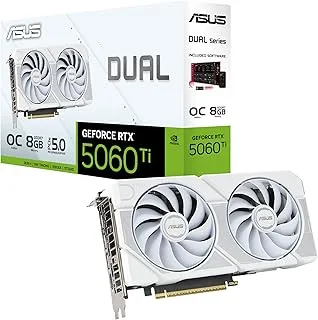 ASUS Dual NVIDIA GeForce RTX 5060 Ti 8GB White GDDR7 OC Edition - Graphics Card (PCIe 5.0, DLSS 4, HDMI 2.1b, DisplayPort 2.1b, 2.5-Slot, Axial Fans, 0dB Technology, Dual BIOS)