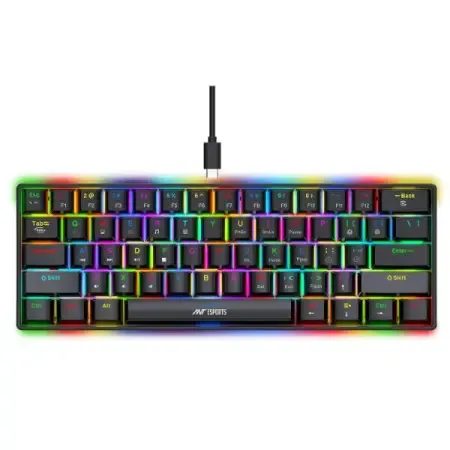 Ant Esports MK1300 V2 Mechnical Wired Gaming keyboard Black Hot-Swappable Per-Key RGB Brown Outemu Switches