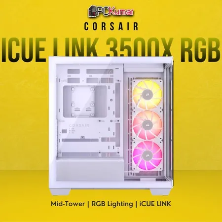 CORSAIR 3500X RGB TEMPERED GLASS MID-TOWER, WHITE