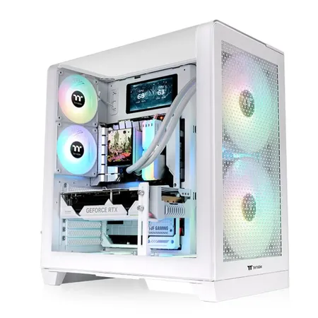 Thermaltake View 390 Air Snow ATX Mid Tower PC Case with Curved Tempered Glass & Mesh Front Panel