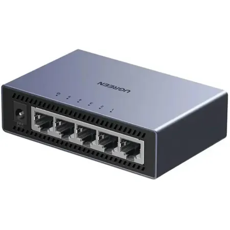 UGREEN 15641 5‑Port Gigabit Ethernet Switch Aluminum Housing Unmanaged Plug & Play