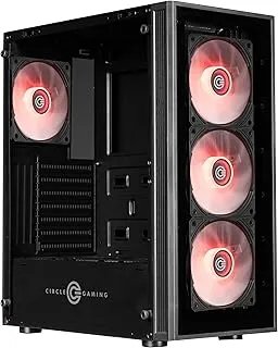 Circle Xtender X2 Mid- Tower Computer Case | Gaming Cabinet - Black| Support ATX, M-ATX, ITX | Pre- Installed 3 x 120mm Front and 1 x 120mm Rear ARGB Mirror Fans