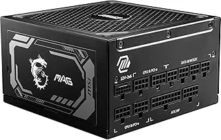 MSI MAG A1000GL PCIE5 Power Supply Unit, 1000W, 80 Plus Gold, ATX 3.1, PCIe 5.1 GPU Support, ATX PSU, Black Flat Cable