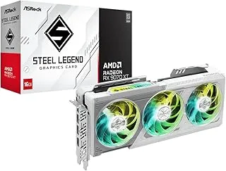ASRock AMD Radeon RX 9070 XT Steel Legend 16GB White GPU 20Gbps GDDR6 256Bit (3rd Gen RT 2nd Gen AI Accelerators) PCIe5.0 800W 2x8-pin Triple Fan DP2.1a HDMI2.1b Graphics Card 2.9 Slot