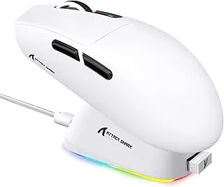 ATTACK SHARK G3PRO Wireless Gaming Mouse with RGB Charging Dock,2.4G/USB-C Wired/BT PAW3311 Optical Sensor 1K Polling Rate Adjustable 25K DPI,500mAh Battery Ultra Lightweight 59g Mice (White)