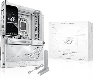 ASUS ROG Crosshair X870E Glacial, AMD E-ATX Motherboard, 24+2+2 Power Stages, DDR5 Slots, Two PCIe® 5.0 x16 SafeSlots, Seven M.2 Slots, Dual Realtek 10G Ethernet, AI Cache Boost, Full -Color 5” LCD