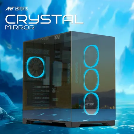 Ant Esports Crystal Mirror Gaming Mid Tower Case-Black