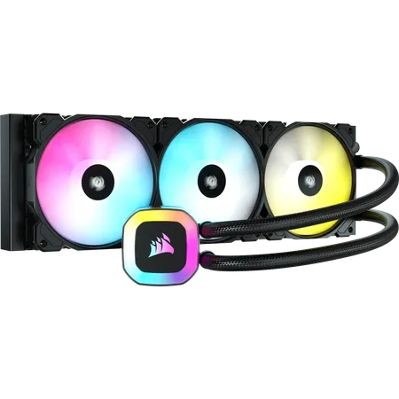 Corsair H150 RGB Liquid CPU Cooler,3x120mm SP RGB ELITE PWM fans, 37 Total individually addressable RGB LEDs, compatible to all modern CPU sockets - GA 1200,115X, 2066, and AM4, iCUE software sync RGB
