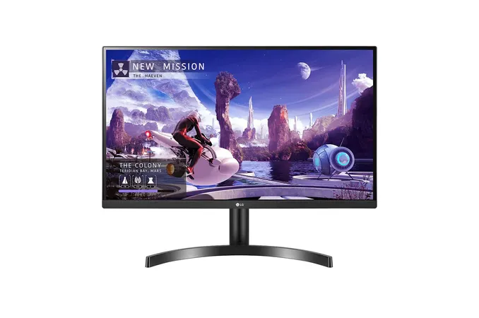 LG 27QN600-B 27” QHD (2560 x 1440) IPS Display with FreeSync, sRGB 99% Color Gamut, HDR10 with a 3-Side Virtually Borderless Design, Black