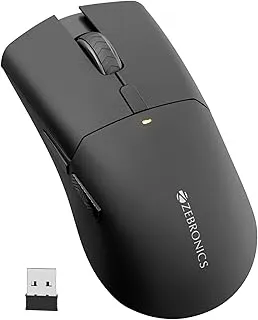 Zebronics Rechargeable Wireless Mouse, Dual Mode 2.4GHz + BT, Upto 2400 DPI, 6 Buttons, USB Nano Receiver, Type-C, Silent Operation, Ergonomic Design (Blanc 100, Black)