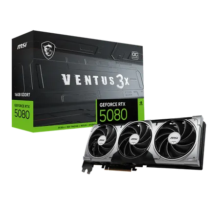 MSI GeForce RTX 5080 Ventus 3X Oc 16Gb GDDR7 Graphics Card (G5080-16V3C)
