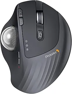 ProtoArc Wireless Trackball Mouse, EM01 NL Ergonomic Bluetooth Rollerball Thumb Mouse Rechargeable Computer Laptop, Adjustable Angle & 3 Device Connection for PC, Mac, Windows-Grey Ball'25