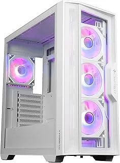Zebronics Premium Gaming Case, Mid-Tower, EATX, ATX, Upto 360mm AIO Support, 4 Infinity Mirror ARGB Fans, Tempered Glass, Type-C, USB 3.0, 2X USB, Magnetic Dust Filter (Nebula-G, White)