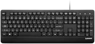 Lenovo USB-A Wired Keyboard, Instant Plug-and-Play Set-up, Spill-Resistant & Durable Design, Comfortable, Responsive Typing, One-Touch Co-Pilot Key, ROHS Compliant, 0.464Kg, 4Y41U02454, 1Y Warranty