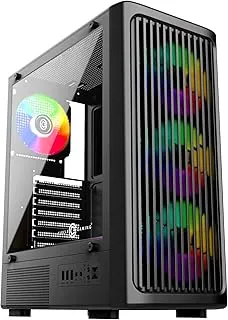 Circle Amazer X1 Mid- Tower Computer Case | Gaming Cabinet - Black| Support ATX, M-ATX, ITX | Pre- Installed 3 x 120mm Front and 1 x 120mm Rear ARGB Mirror Fans