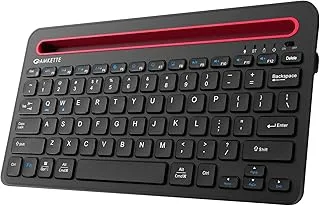 Amkette Optimus Pro Multi Device (4in1) Rechargeable Wireless Keyboard/Bluetooth Keyboard with Scissor Keys | One Click Device Switching & AI Access for MacOS & Windows | Tablet & Phone Holder (Black)