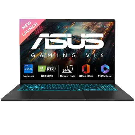 ASUS Gaming V16, Gaming Laptop, Intel Core 7 240H (16GB/512GB/RTX 5060/40.64 cms (16) WUXGA/Windows 11 Home/Office Home 2024 + M365 Basic (1 Year Validity) V3607VM-RP057WS