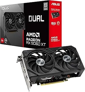 ASUS Dual Radeon RX 9060 XT 8GB GDDR6 Graphics Card, PCIe 5.0, HDMI 2.1b, DisplayPort 2.1a, 2.5-Slot Design, Axial-tech Fan Design, 0dB Technology