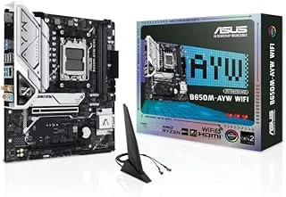 ASUS B650M-AYW WiFi AMD B650 Micro-ATX Motherboard with DDR5, PCIe 5.0 M.2 Support, HDMI, Realtek 2.5Gb Ethernet, Wi-Fi 6, Rear USB 10Gbps Ports, Front USB 5Gbps Type-C, SATA 6 Gbps