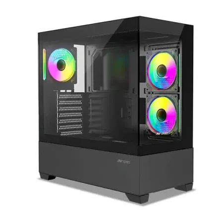 Ant Esports Crystal Z3 ARGB Mid Tower Cabinet Black with Pre-Installed 3 ARGB Fans