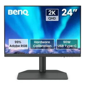 BenQ PhotoVue SW242Q 24 Inch 2k IPS Panel 100% sRGB, 98% P3, 99% Adobe RGB 90W USB-C Pro Photographer & Videographer Monitor