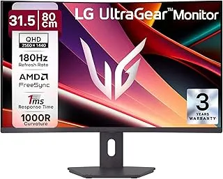 LG 32G600A 80cm (32 Inch) Ultragear Curved QHD (2560x1440) Gaming Monitor, 180Hz, 1ms(GtG), 3-Side Virtually Borderless, Anti-Glare, AMD FreeSync, DP, HDMI X 2, Tilt/Height/Swivel Adjustable (Black)