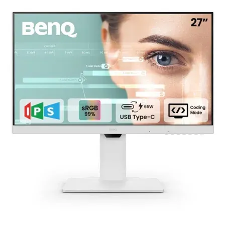 BenQ GW2786TC 27 Inch IPS 100Hz Full HD Coding Monitor, USB-C(65W PD), Daisy Chain, 99% sRGB, Coding Mode, Height Adjust, HDMI, DP, USB Hub, 2Wx2 Speakers, Eye Care, Noise Cancelling Microphone White