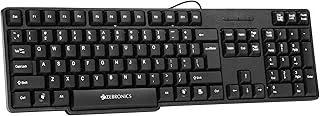 ZEBRONICS K20, Wired Keyboard, 104 Keys, 1.2m Cable, ₹ Key, UV Coated Keys, USB Interface, Retractable Stand, Plug and Play