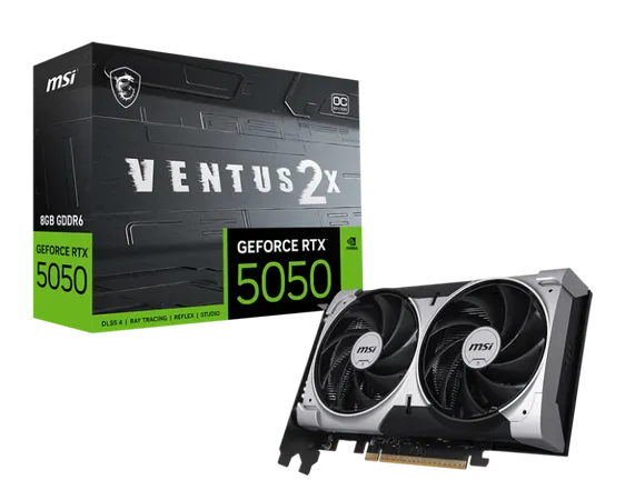 MSI Nvidia GeForce RTX 5050 Ventus 2X OC 8GB GDDR6 Dual Fan Graphics Card