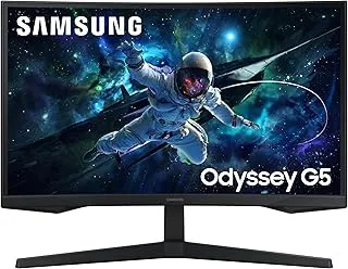 Samsung 27" (68.5cm) Odyssey G5 2K Curved Gaming Monitor|QHD 2560 X 1440|1000R Curved|165Hz|1ms(MPRT)|300nits|Ports-HDMI,DP,Headphone|DP Cable|HDR10|FreeSync|LS27CG550EWXXL|Black