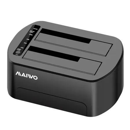 MAIWO K3062B Dual Bay USB 3.0 to SATA Docking Station with RGB 32TB Capacity