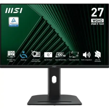 MSI PRO MP275QPG, 27-inch IPS 2560 x 1440 (QHD), 100Hz, HDMI, DP, 1ms, Black