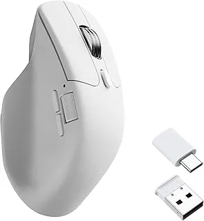Keychron M6 Wireless All Silent Gaming Optical Mouse, 1000Hz Tri-Mode 2.4 GHz/Bluetooth 5.3/Wired, PixArt 3311 Sensor, 12000 DPI, Magnetic Metal Scroll Wheel for Windows PC/Mac - White
