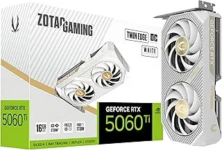 ZOTAC Gaming GeForce RTX 5060 Ti Twin Edge OC Graphics Card - White | 16 GB | DLSS 4 | GDDR7 | 128 bit | IceStorm 2.0 Advanced Cooling | Dual Fan | SFF Ready | ZT-B50620Q-10M