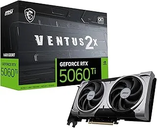 MSI GeForce RTX 5060 Ti 16G Shadow 2X OC Plus Graphic Card - NVIDIA GeForce RTX 5060 Ti GPU, 16GB GDDR7 128-bit Memory, 28 Gbps, PCI Express Gen 5 x16 Interface, Upto 2602 MHz, STORMFORCE Fan