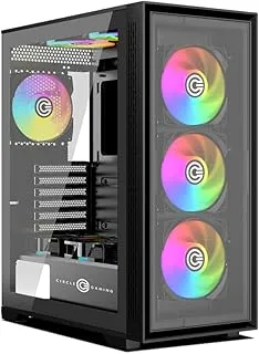 Circle Furious Glass 240 ARGB Mid- Tower Computer Case | Gaming Cabinet - Black | Support ATX, M-ATX, ITX | Pre- Installed 3 x 120mm Front and 1 x 120mm Rear ARGB Fans