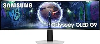 Samsung 49" Odyssey OLED G9 Curved Gaming Monitor|Dual QHD 5120 x 1440|144Hz|0.03ms|DCI 99%|OLED Safeguard|FreeSync Premium Pro|G-Sync|Quantum Dot|HDR10+ Gaming|HAS|Flicker Free| LS49DG910SWXXL|Silver