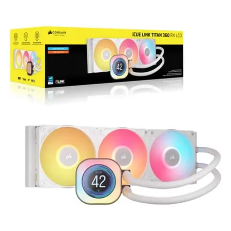 CORSAIR iCUE Link Titan 360 RX RGB 360mm CPU Liquid Cooler ( With LCD Display ) ( White )