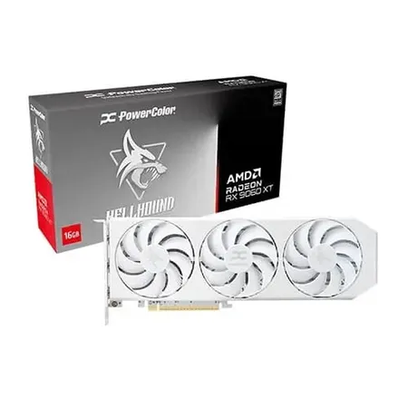 PowerColor AMD Radeon RX 9060 XT HellHound OC White 16GB GDDR6 Graphic Card RX9060XT 16G-L/OC/WHITE