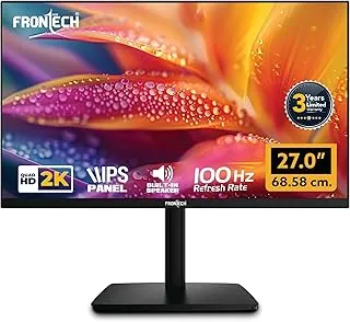 FRONTECH 27-Inch QHD 2K Gaming Monitor (2560×1440) | 180Hz Refresh Rate | IPS Panel | HDMI & DP Dual Input | RGB Backlight | Eye Care | Wall Mount | 3-Year Warranty (MON-0085P)
