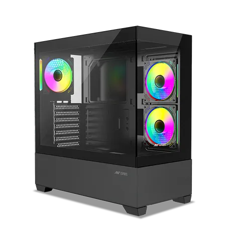 Ant Esports Crystal Z3 ARGB Mid Tower Cabinet Black with Pre-Installed 3 ARGB Fans
