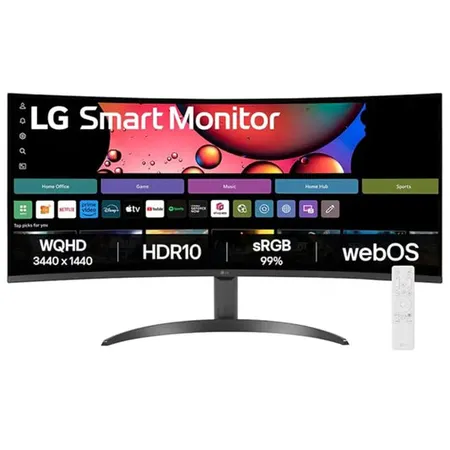 LG 34SR60QC-W 34 Inch 2K QHD 100Hz VA Panel 99% SRGB 5MS Curved AMD Freesync Smart Monitor