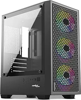 Frontech Clone Gaming Computer Cabinet – 3×120 mm LED Fans, Tempered Glass Side Panel, ATX/Micro-ATX/Mini-ITX Compatible, USB 3.0 + USB 2.0 Ports, Washable Dust Filter (FT-4388)