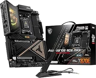 MSI MEG X870E ACE MAX Motherboard, ATX - Supports AMD Ryzen 9000/8000 / 7000 Processors, AM5-64MB BIOS ROM, 110A SPS VRM, DDR5 Memory (up to 9000+ MT/s OC), M.2 & PCIe 5.0, USB4, Wi-Fi 7, 10G LAN