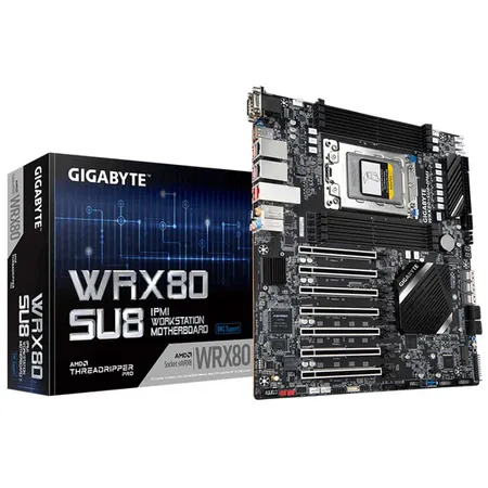 GIGABYTE WRX80 SU8 IPMI AMD sWRX8 4094 Socket CEB Workstation Motherboard with 7 PCIe 4.0 Slots and USB-C (Back I/O Plate missing)